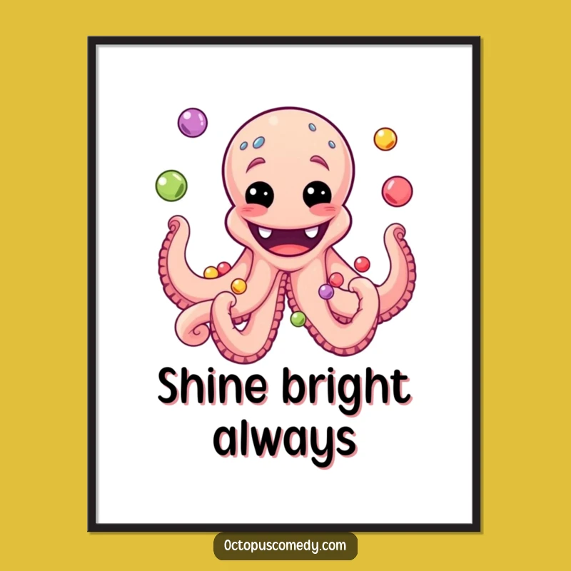 Grinning Octopus Digital Art: Funny and Whimsical Wall Decor