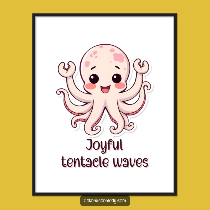 Funny Kawaii Octopus Joy Digital Art: Instant Download for Cheerful Decor