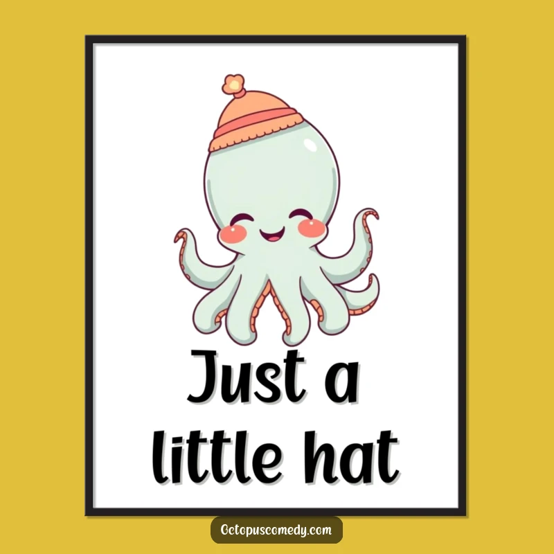 Funny Octopus Hat Giggle Digital Art: Humorous Printable for Cute Gift