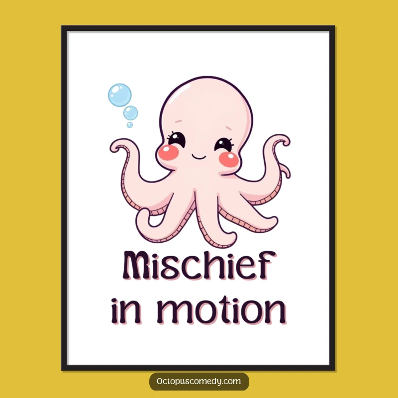 Funny Octopus Bubble Digital Art - Instant Playful Decor