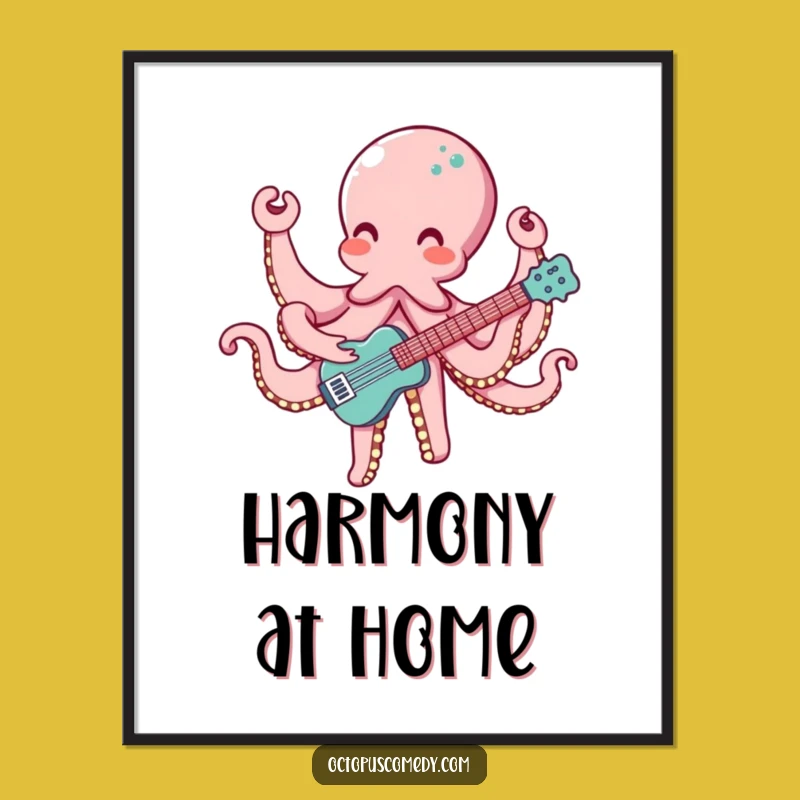Musical Octopus Digital Art: Funny Wall Art for Harmonious Spaces