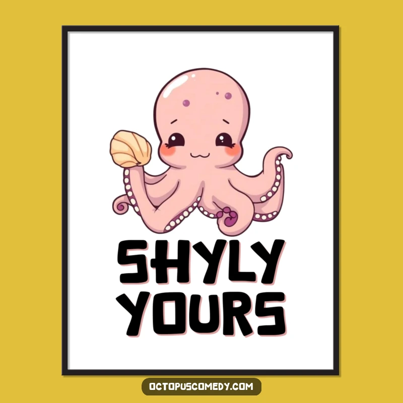 Funny Shy Octopus Digital Art - Instant Download Cute Ocean Gift