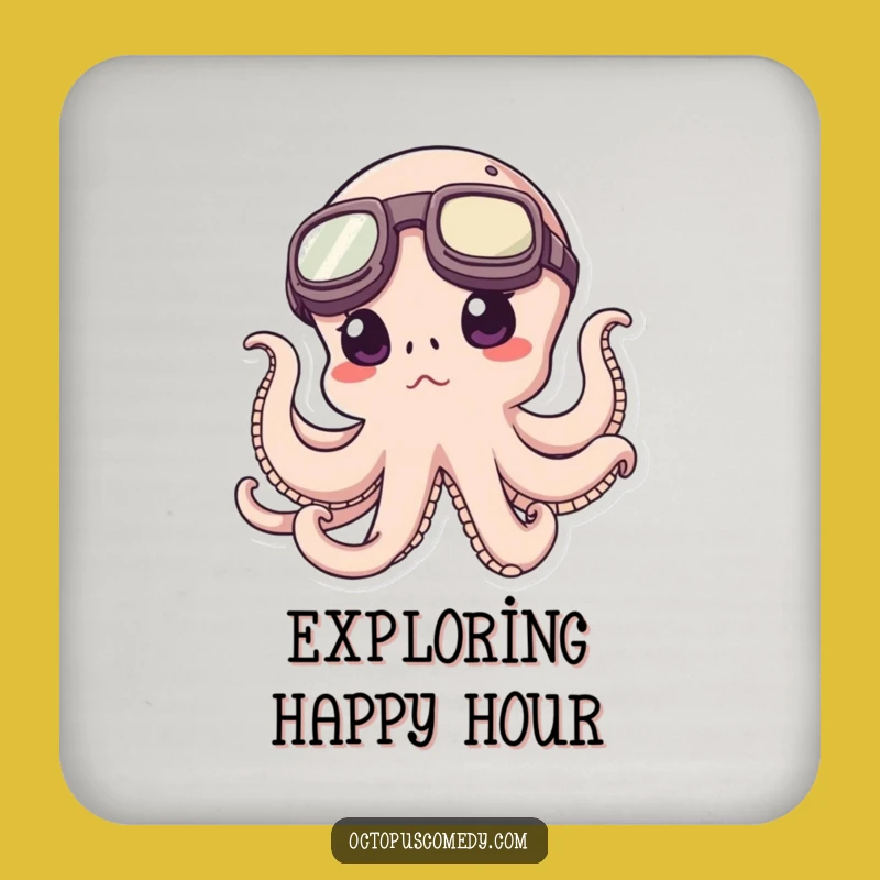 Funny Octopus Coaster - Explorer Goggles Drink Protector - Fun Gift