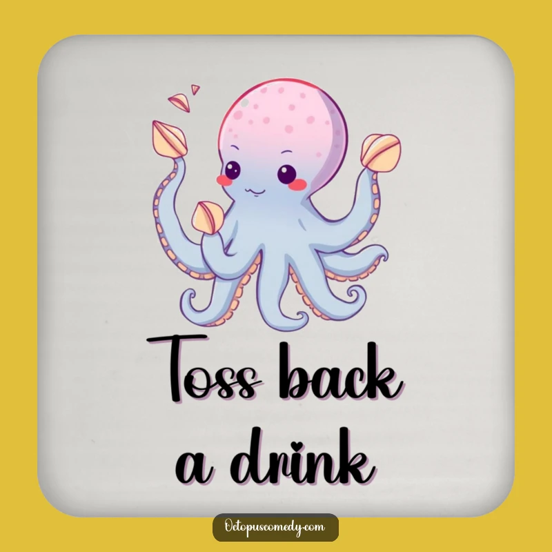 Funny Juggling Octopus Seashell Drink Coaster - Protect & Entertain