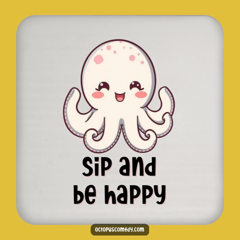Funny Kawaii Octopus Coaster: Protect Surfaces with a Happy, Sparkling Smile!