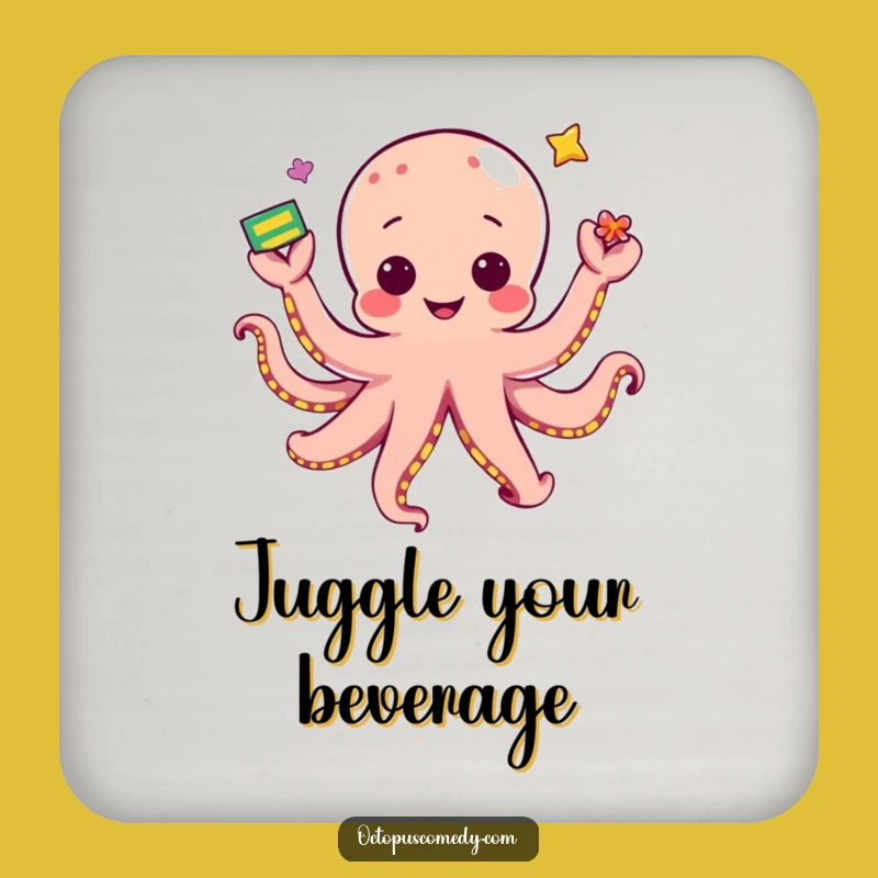 Funny Kawaii Octopus Juggling Drink Coaster: Protect Surfaces with Dexterous Charm