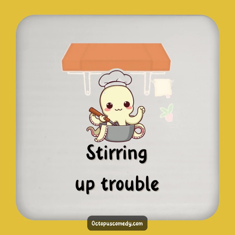 Funny Octopus Chef Coasters: Protect Surfaces with Culinary Charm, Perfect Funny Gift Set