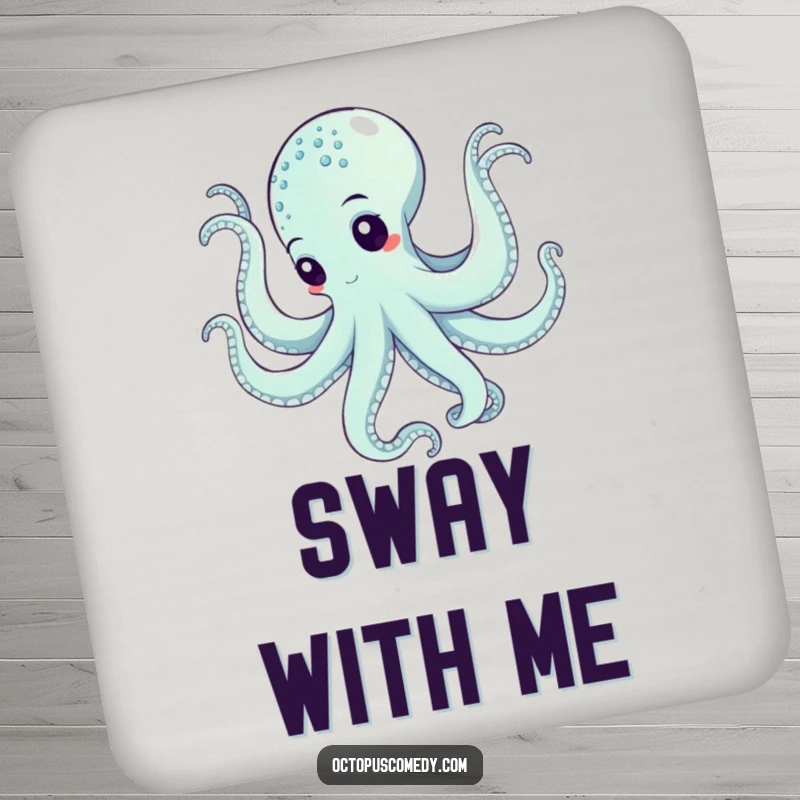 Funny octopus performing a swirling underwater dance, designed to protect surfaces as a drink coaster.