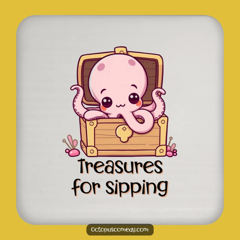 Funny Octopus Treasure Chest Coaster: Protect Surfaces with Curious Eyes, Gift