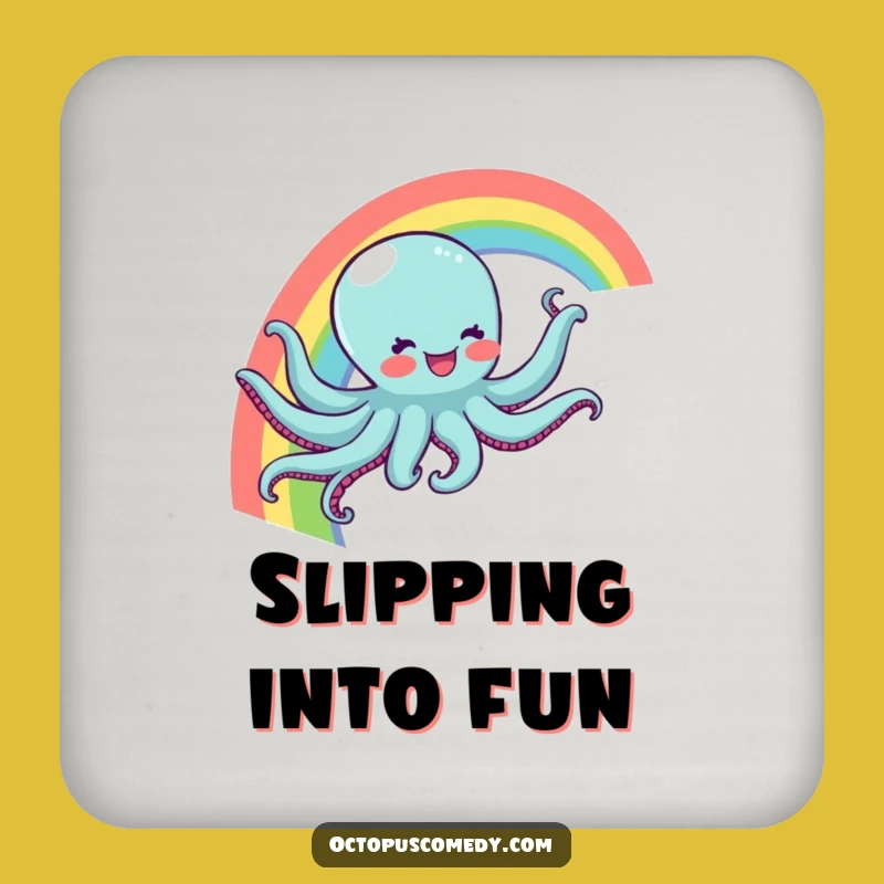 Funny Rainbow Octopus Coaster - Protect Surfaces with Magical Art Gift