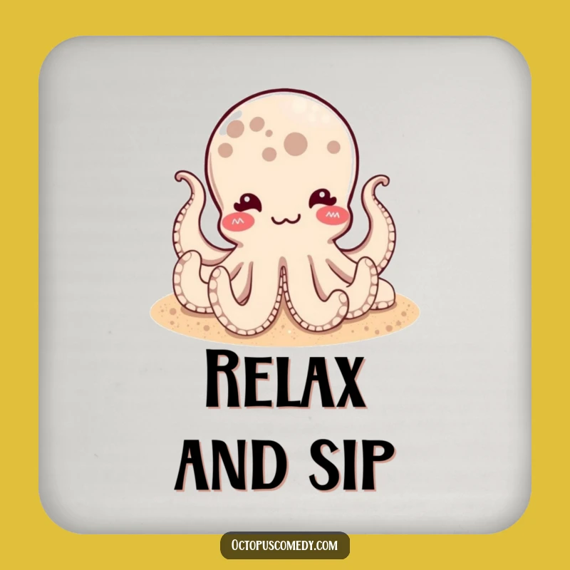 Funny Satisfied Octopus Coasters: Sandy Protection, Hilarious Decor