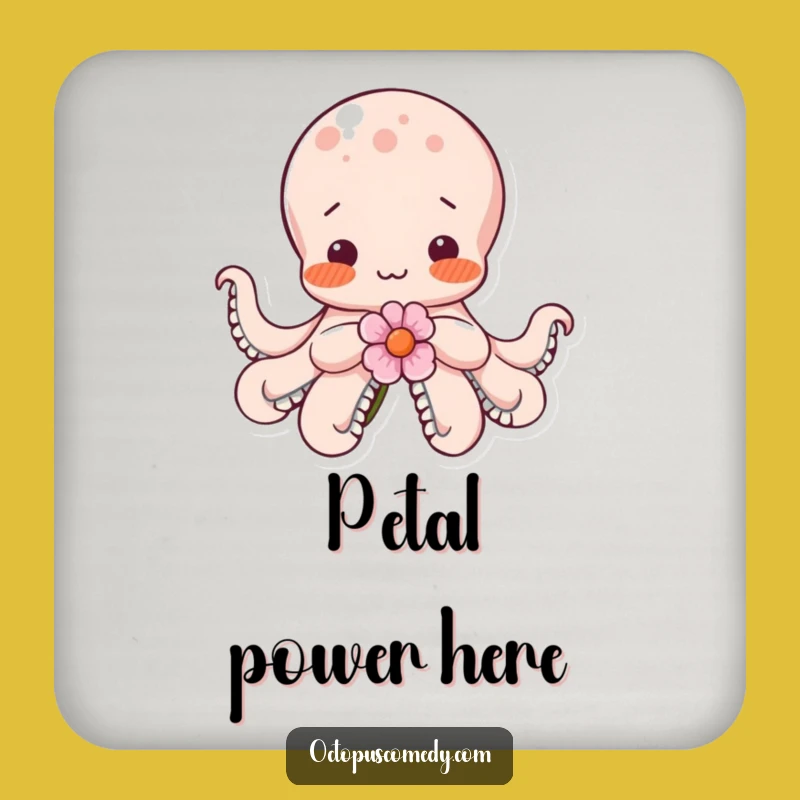 Funny Shy Octopus Flower Coaster: Cute Blushing Gift for Table Protection