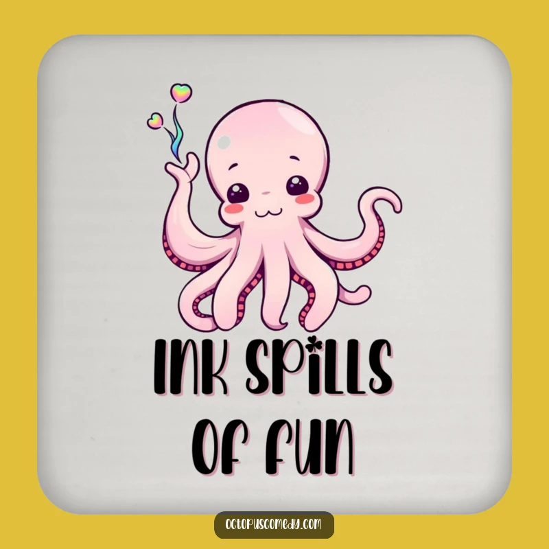 Funny Octopus Ink Coaster, Creative Cephalopod Table Art, Hilarious Ink Decor Gift