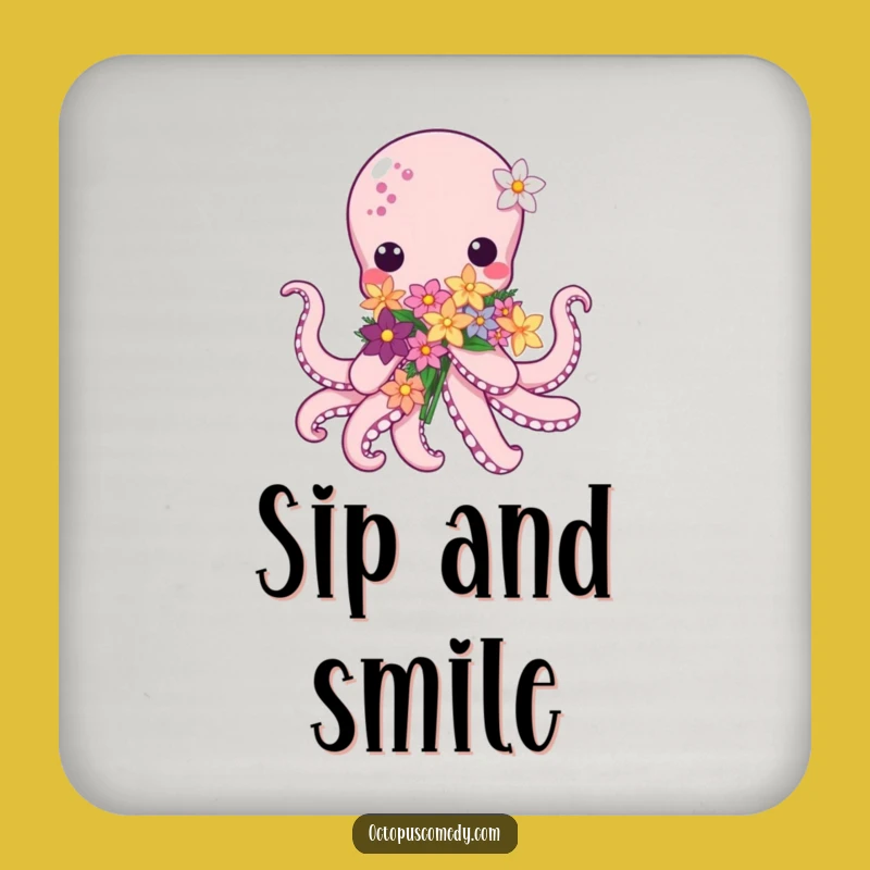 Kawaii Octopus Flower Coasters: Protect Surfaces with Sweetness, Perfect Funny Gift Set