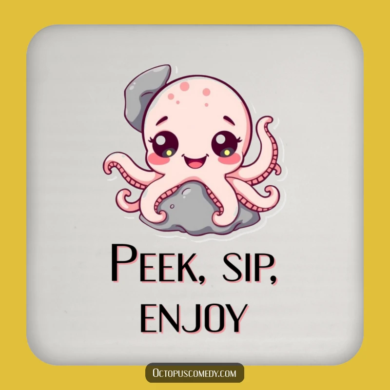 Funny Octopus Coaster: Protect Surfaces with Peeking Character Flair