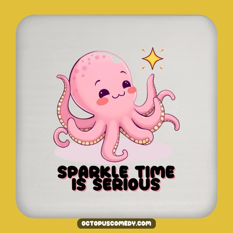 Funny Octopus Coaster: Animated Sparkle Chase Drink Protector - Gift Set