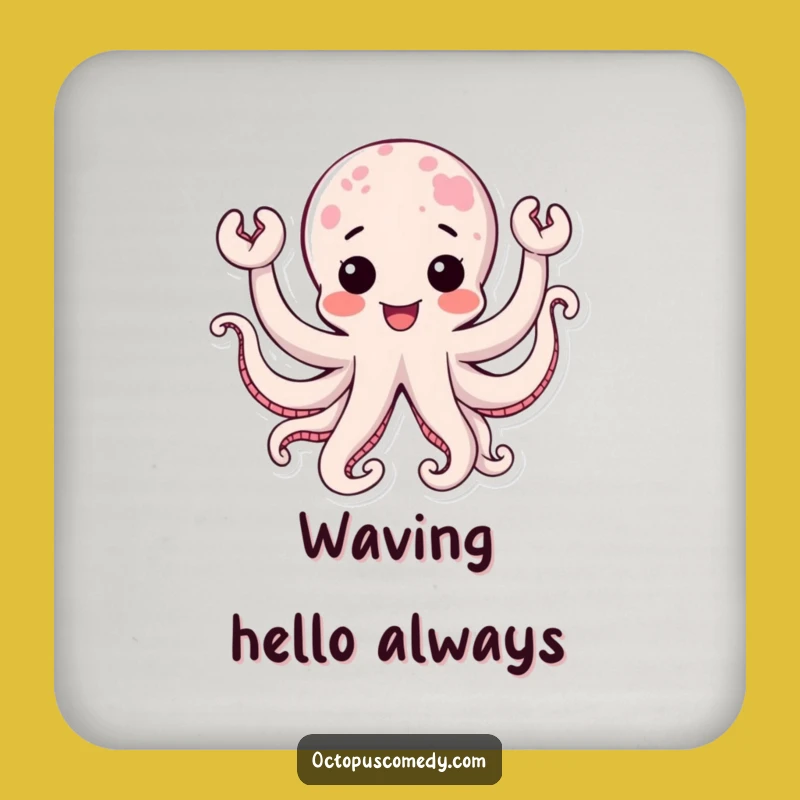 Funny Kawaii Octopus Joy Drink Coaster: Protect Surfaces with Aquatic Cheer