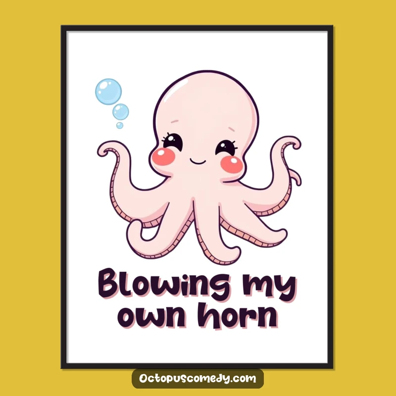 Funny Octopus Bubble Poster - Mischievous Ocean Wall Art