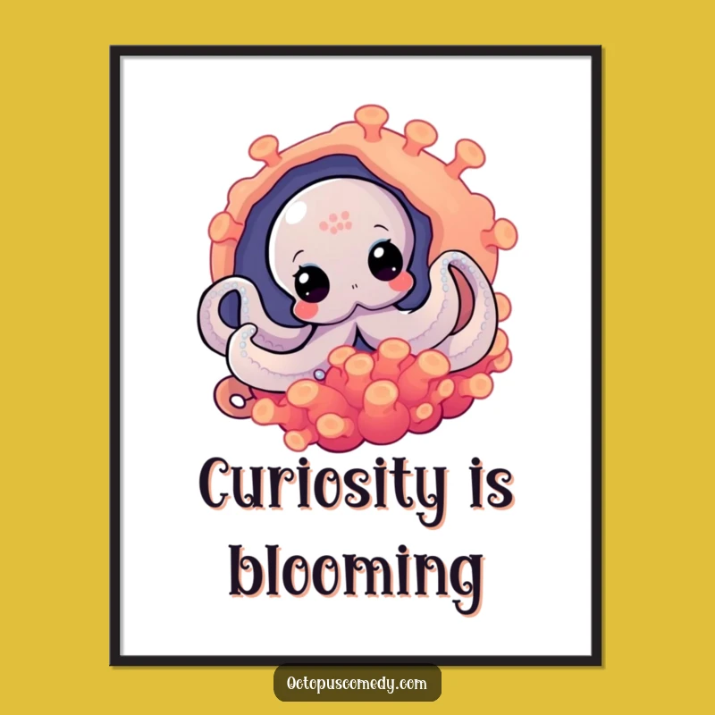 Funny Octopus Peek Poster: Bring Mysterious Aquatic Art to Your Walls