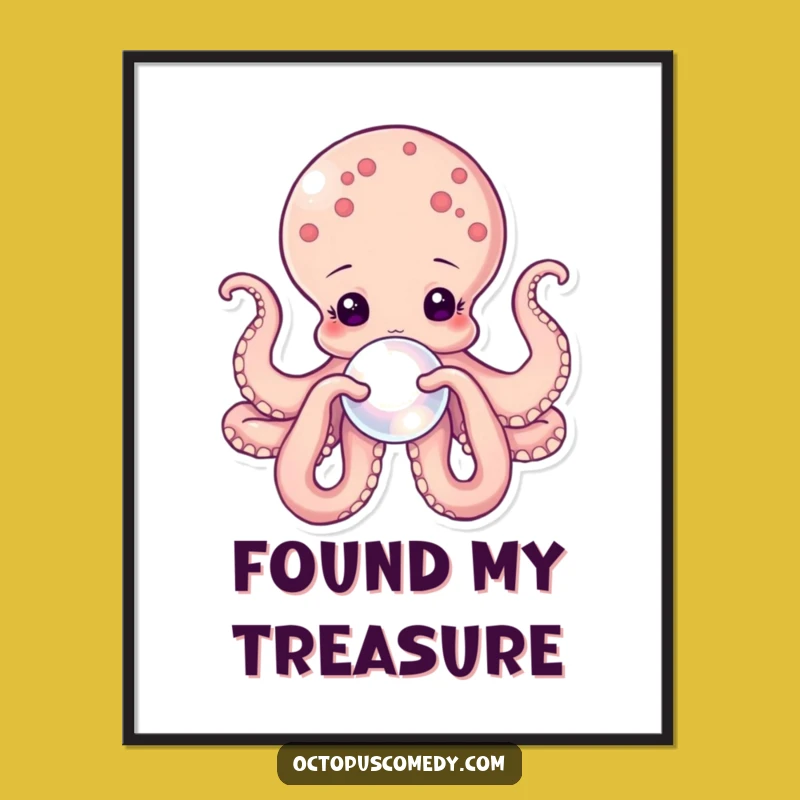 Funny Octopus Pearl Poster: Elegant Ocean Art for Your Walls