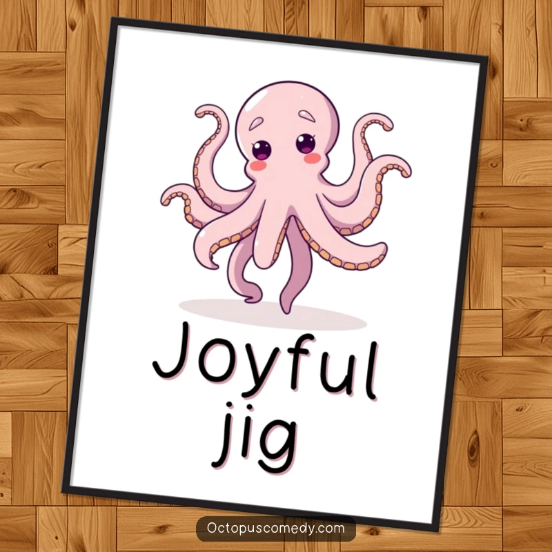 Funny Dancing Octopus Poster, a dynamic artwork of an octopus dancing with maximum tentacle enthusiasm, perfect for adding cheer.