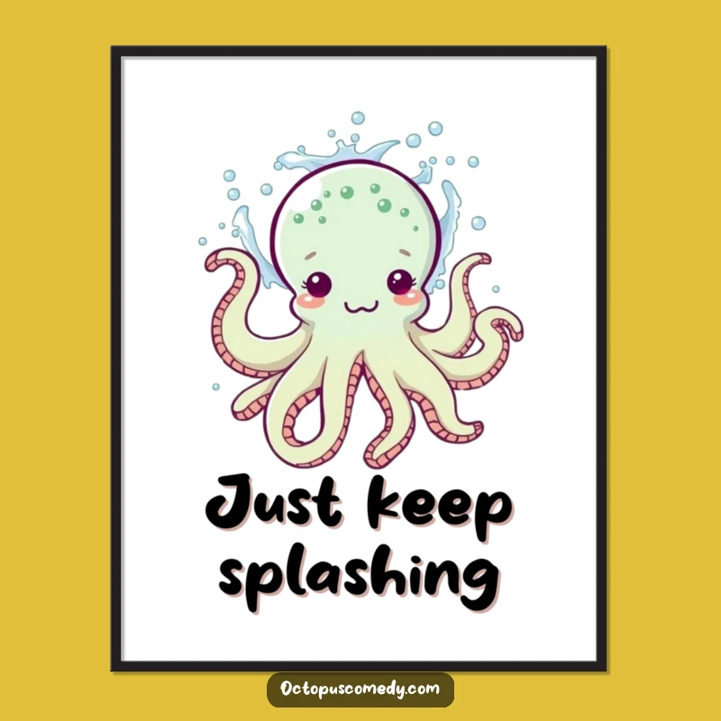 Funny Octopus Art Print: Playful Water Splash Decor, Hilarious Gift Idea