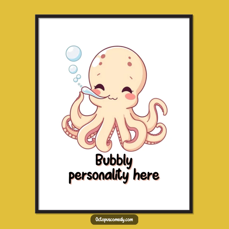 Funny Octopus Bubbles Poster - Playful Ocean Art Print Gift Idea