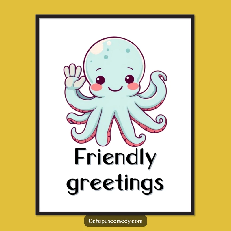 Funny Octopus Poster: Friendly Multi-Arm Wave Art