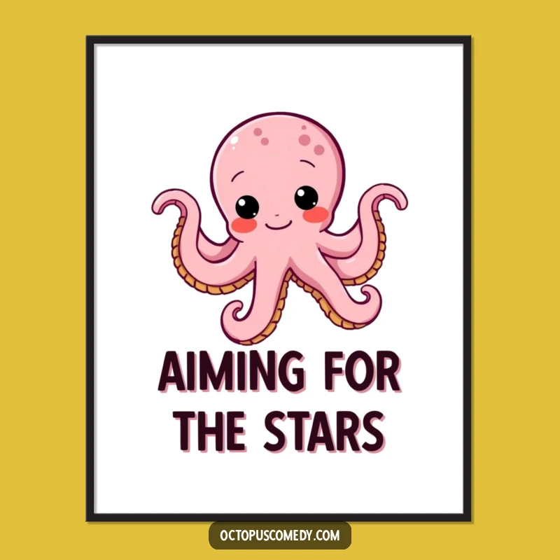 Funny Octopus Wiggle Poster: Vibrant Wall Art for a Determined Atmosphere