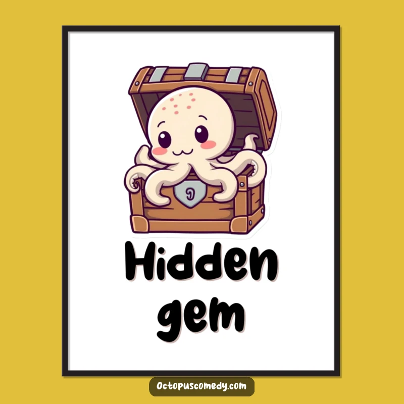 Funny Peek Octopus Poster: Hidden Humor Art, Hilarious Funny Gift for Decor