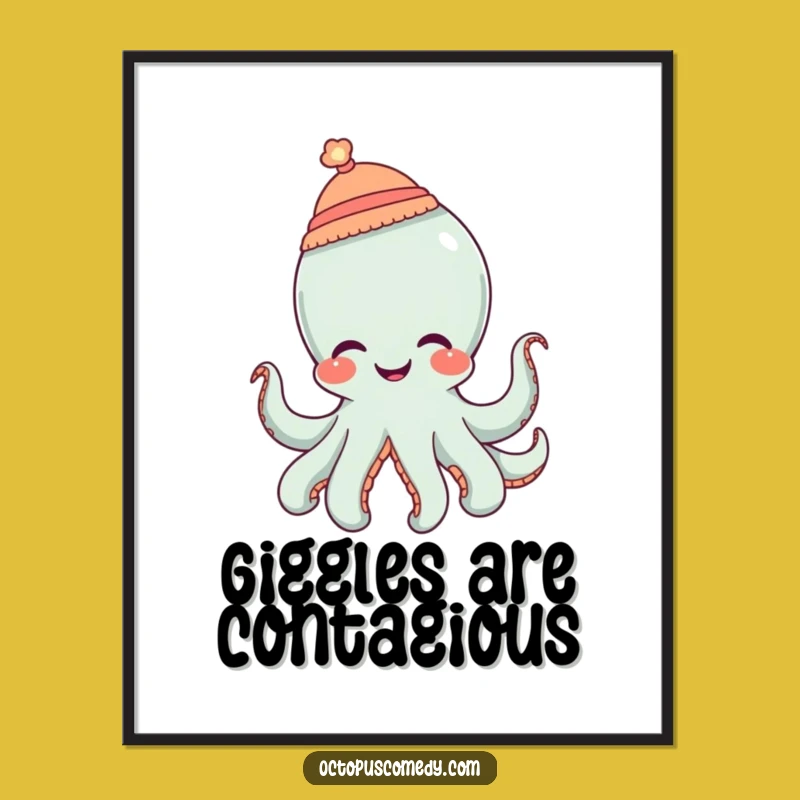 Funny Octopus Hat Giggle Poster: Whimsical Wall Art for Cheerful Gifts