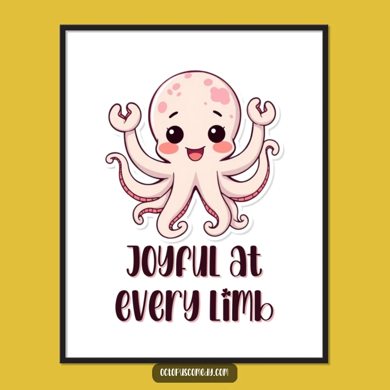Funny Kawaii Octopus Joy Poster: Bring Aquatic Cheer to Your Walls