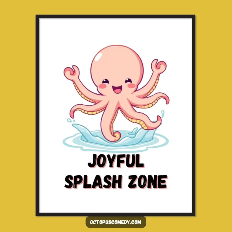 Funny Bouncy Octopus Poster: Energetic & Joyful Wall Art Gift