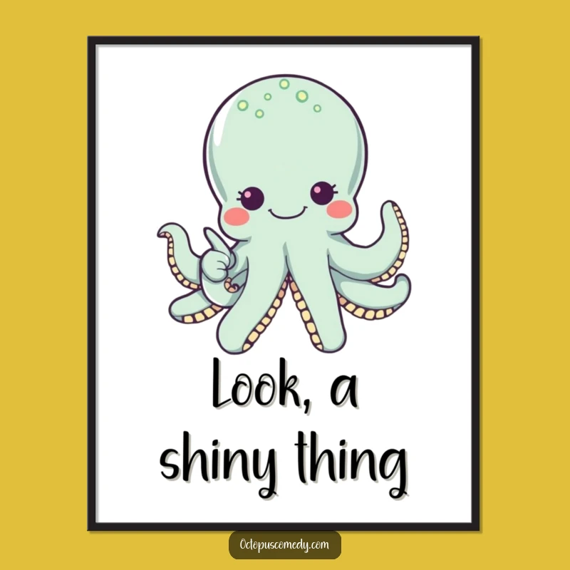 Funny Octopus Pearl Poster - Wide-Eyed Ocean Art Print