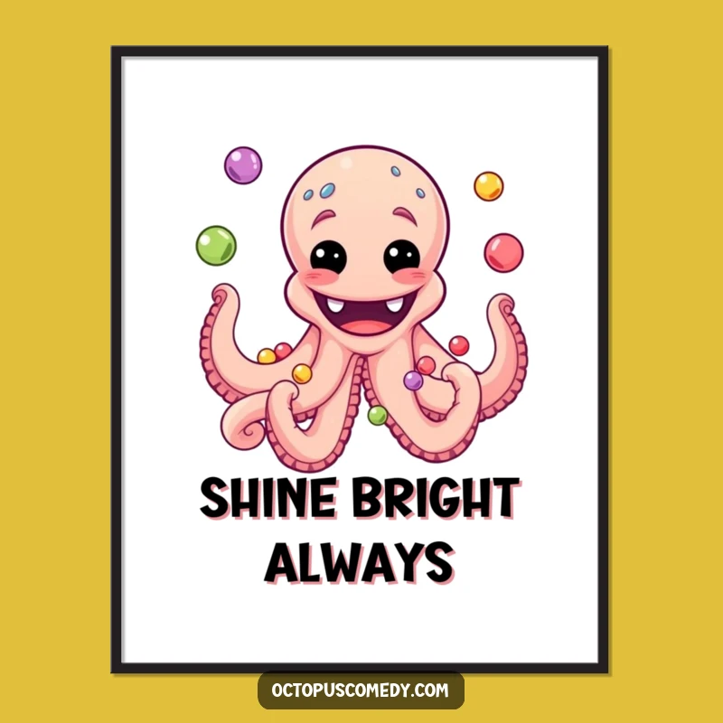 Grinning Octopus Poster: Funny and Whimsical Wall Art for Ocean Vibes