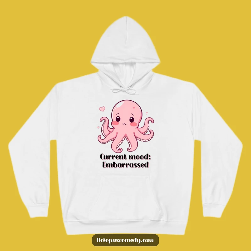 Funny Surprised Octopus Hoodie: Cozy Blushing Humor, Ideal Gift