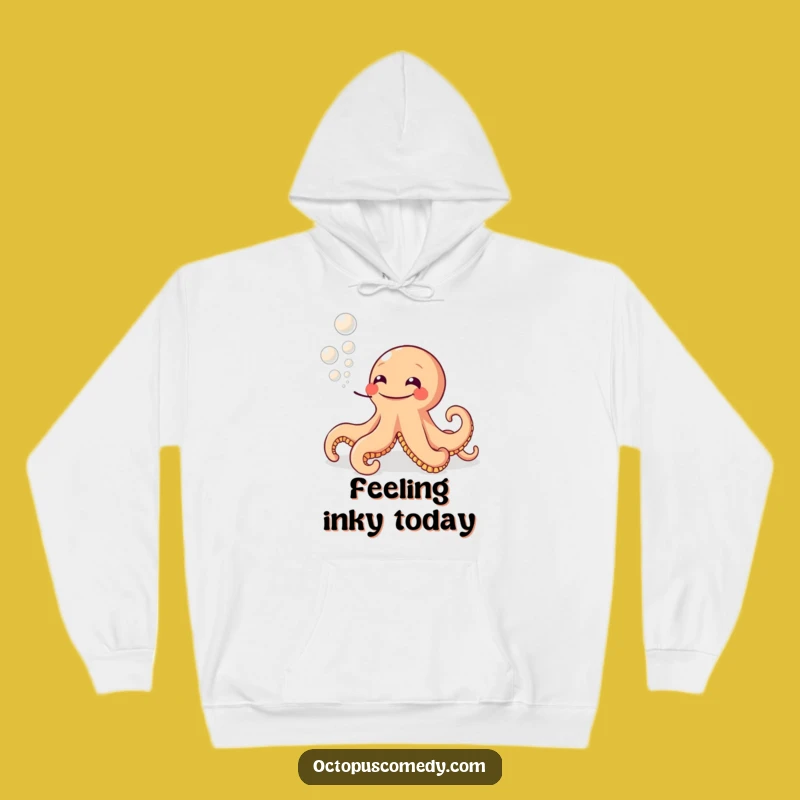 Funny Grinning Octopus Hoodie: Cozy Ink Bubbles, Ideal Humorous Gift