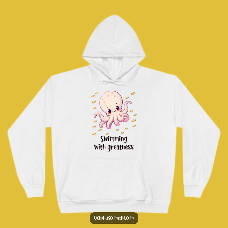 Funny Hoodie: Octopus Drifting with Sparkly Fish, Cozy Ocean Gift