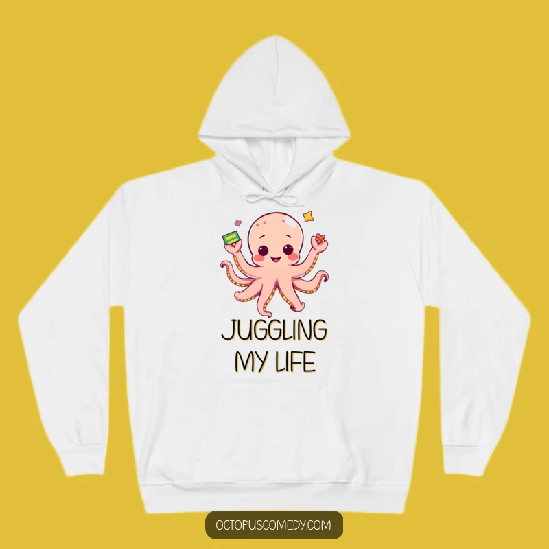 Cozy Funny Kawaii Octopus Juggling Hoodie: Warmth for the Master of Many Things