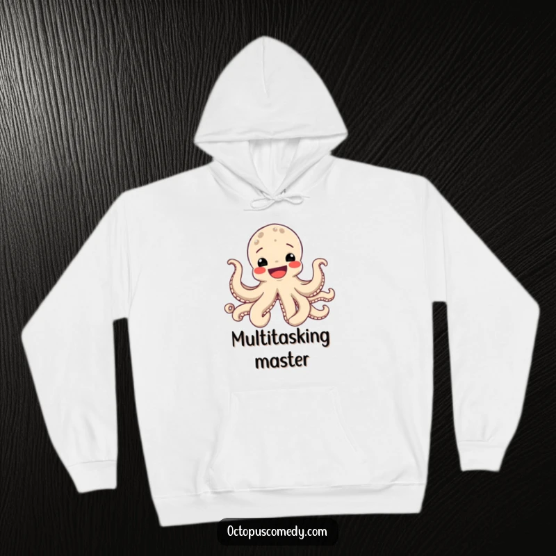 Funny Octopus Hoodie with a graphic of a happy octopus smiling broadly, its eight tentacles expressing pure joy.