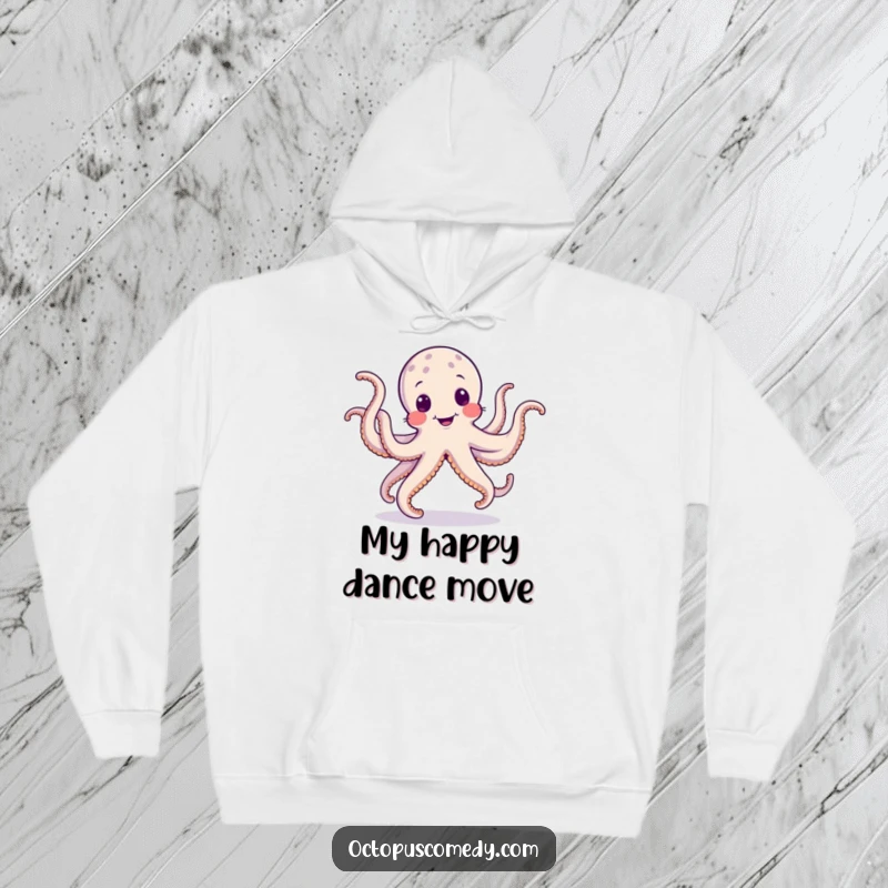 Funny hoodie featuring an octopus doing a silly jig with its characteristic wobbly tentacles, perfect for cozy, humorous wear.