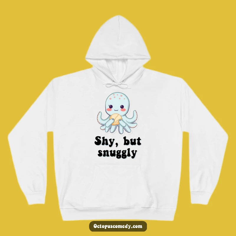 Cozy Funny Kawaii Octopus Hoodie: Shy Seashell Cuddle Gift