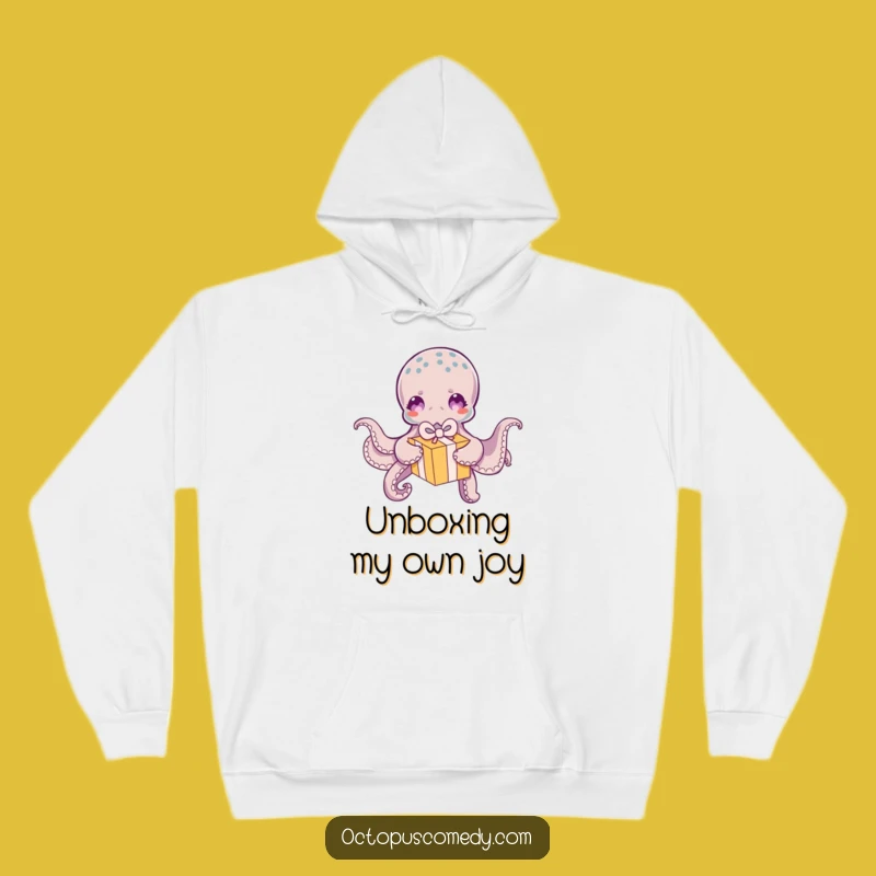 Funny Octopus Hoodie: Cozy Gift Box Unwrapping Sweatshirt - Warm Gift