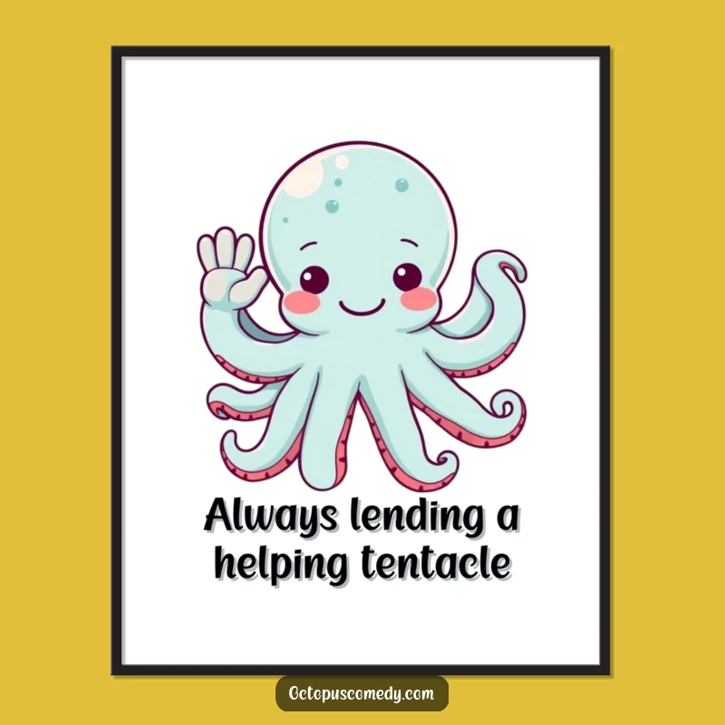 Free Printable Wall Art: Waving Octopus - Funny Downloadable Art for Your Space