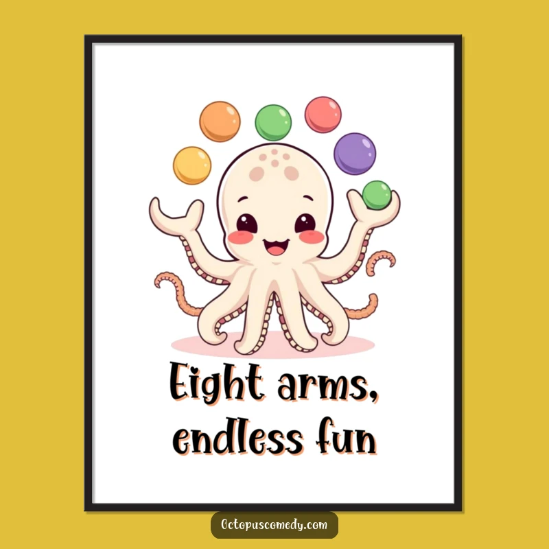 Free Printable Wall Art: Cute Octopus Juggling Colorful Balls Design