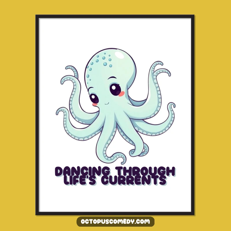 Free Printable Dancing Octopus Wall Art: Underwater Swirls Downloadable Decor