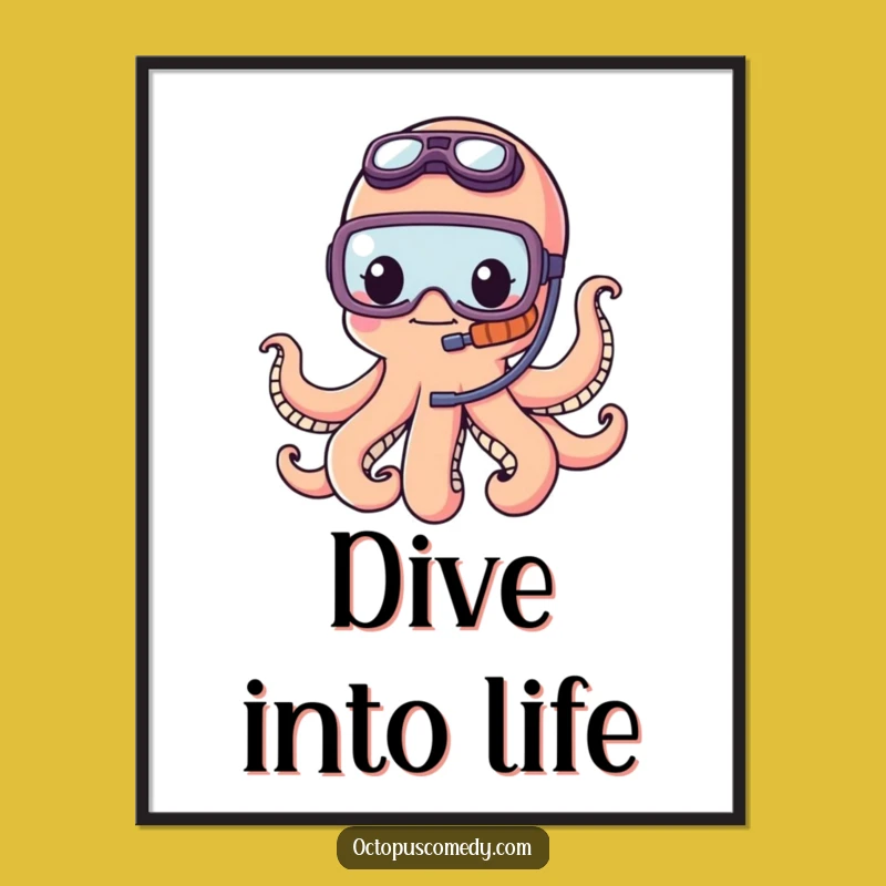 Free Printable Wall Art: Adventurous Snorkel Octopus, Quirky Downloadable Decor