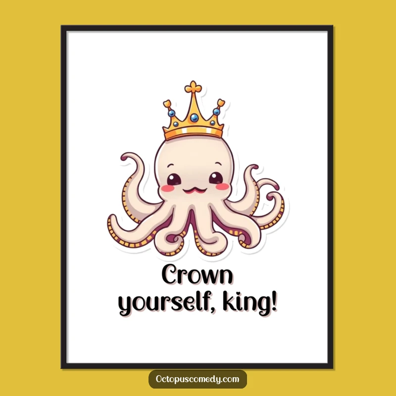 Free Printable Wall Art: Funny Crowned Octopus Downloadable Decor for Royalty