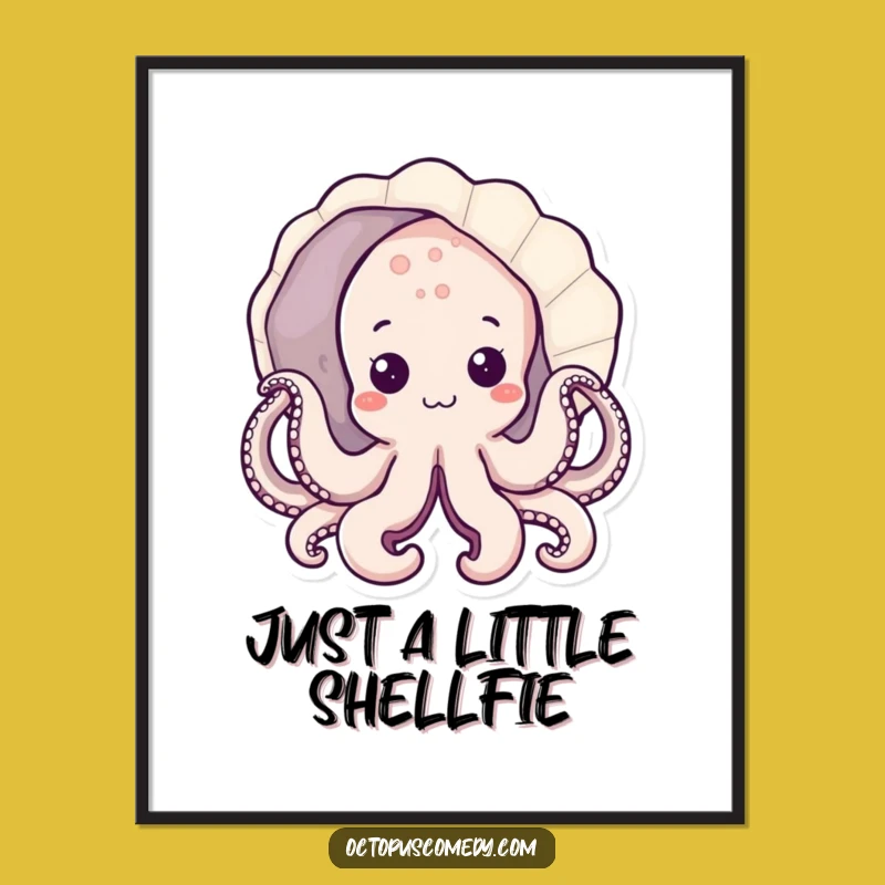 Free Printable Wall Art: Kawaii Octopus Seashell Hideaway - Downloadable Ocean Decor