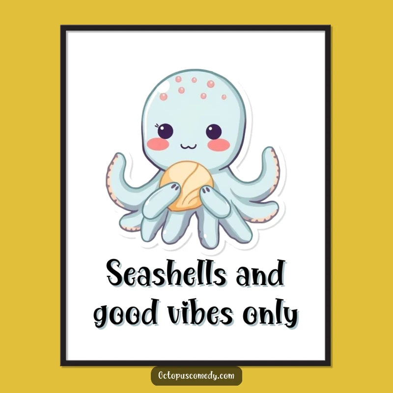 Free Printable Wall Art: Shy Kawaii Octopus - Funny Downloadable Art for Your Home